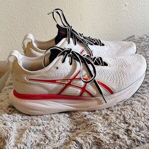 ASICS Men's White and Red Athletic Shoes
